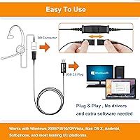 Vista 5 de Centro de llamadas auriculares de oficina de desconexión rápida QD Cable a USB Adaptador de enchufe para auriculares Plantronics Conector QD Enchufe