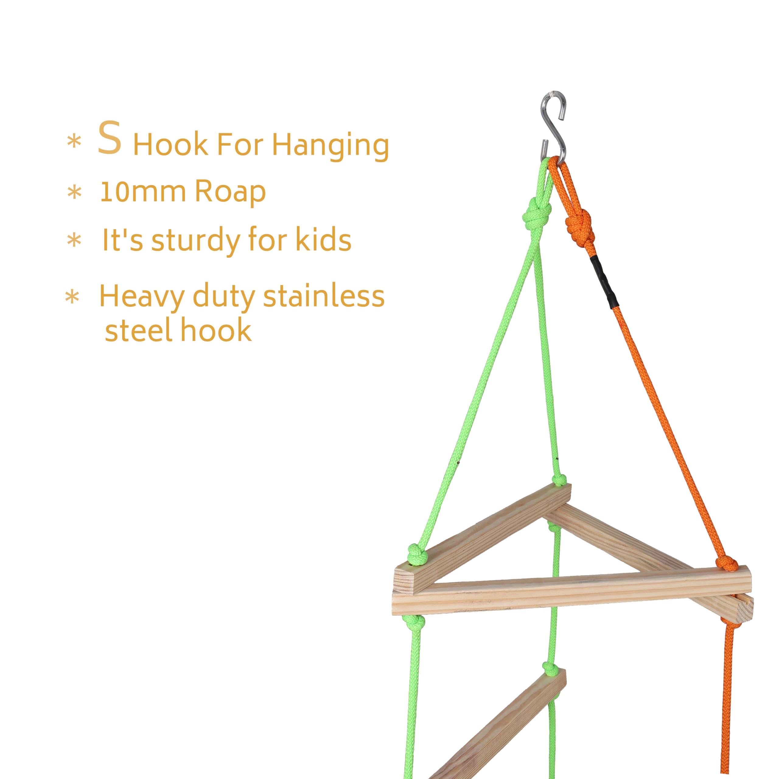 BOFFLE Rope Ladder for Kids | Climbing Stairs for Kids | Wooden Scales for Kids for Physical Activity | Indoor Outdoor Games for Kids for 3 to 10 Years 2