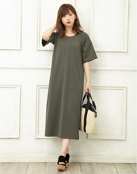 Amazon Co Jp イング Ingni ロングtシャツ ワンピース 1184 カーキ M 服 ファッション小物