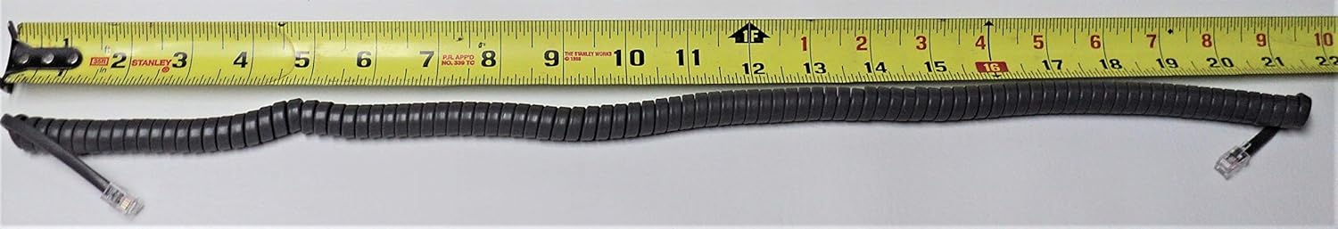 25-Pack Medium Gray 12' Ft Handset Cords Compatible with Avaya Phone Definity 6400 Series 6408 6416 6424 6408D 6416D 6424D Partner 6 18 18D 34D MLS 12D Digital Receiver Curly Coil Lot