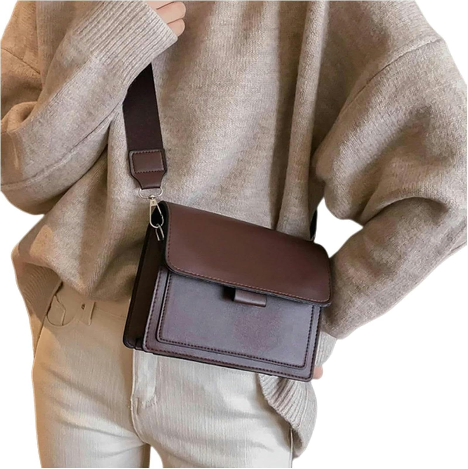 Gyios Damen Handtasche Braun - Kleine Umhängetasche Aus PU Leder