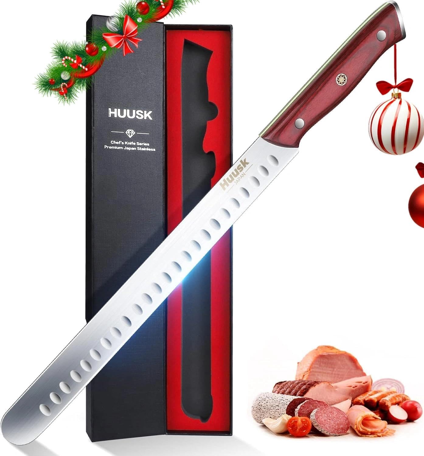 Huusk Cuchillo de pechuga de 11 pulgadas, cuchillos para cortar carne, cuchillo afilado de barbacoa para carnes, costillas, asados, regalo de