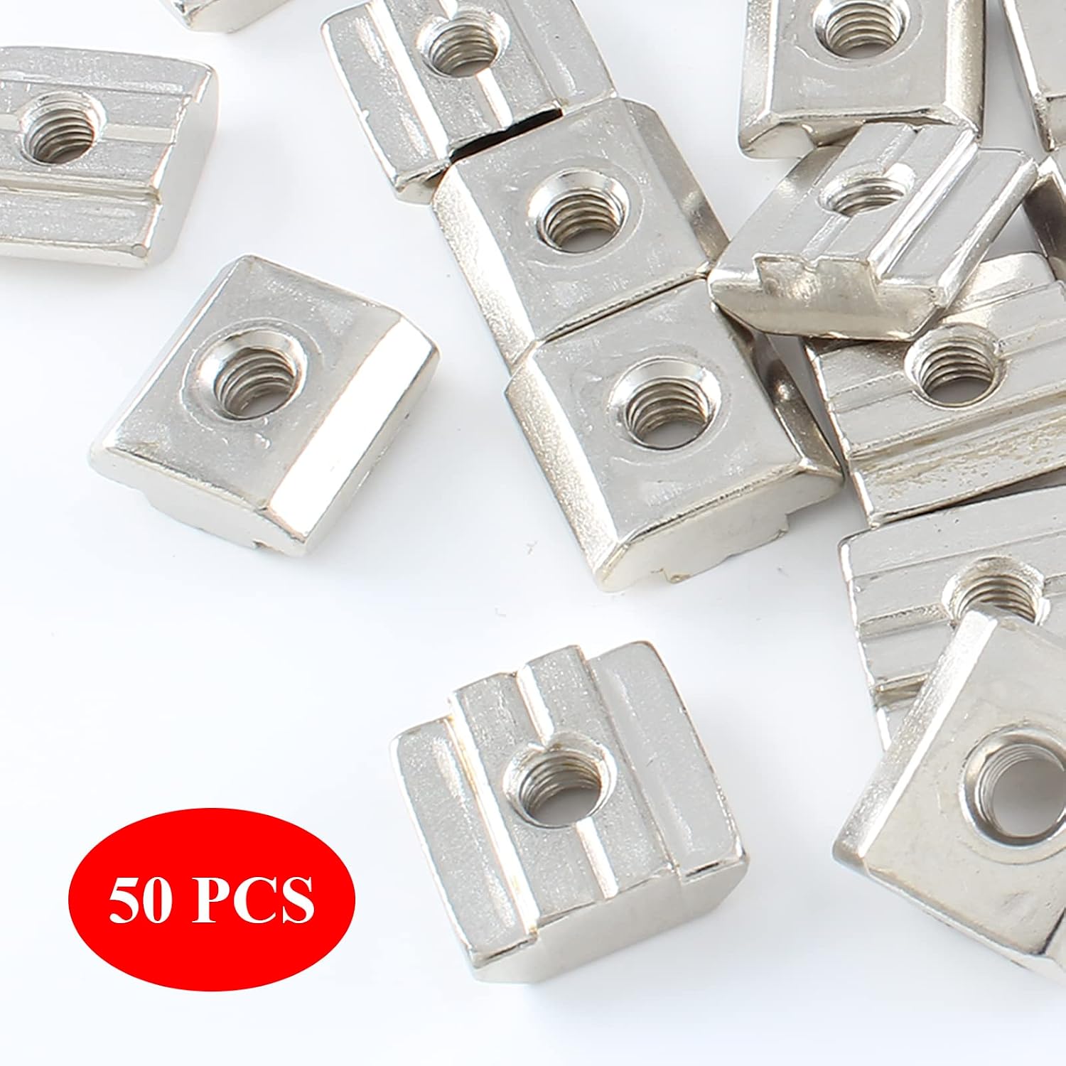 3030 Series Sliding T Nuts, M6 Thread, 8mm T-Slot, 50 Pcs