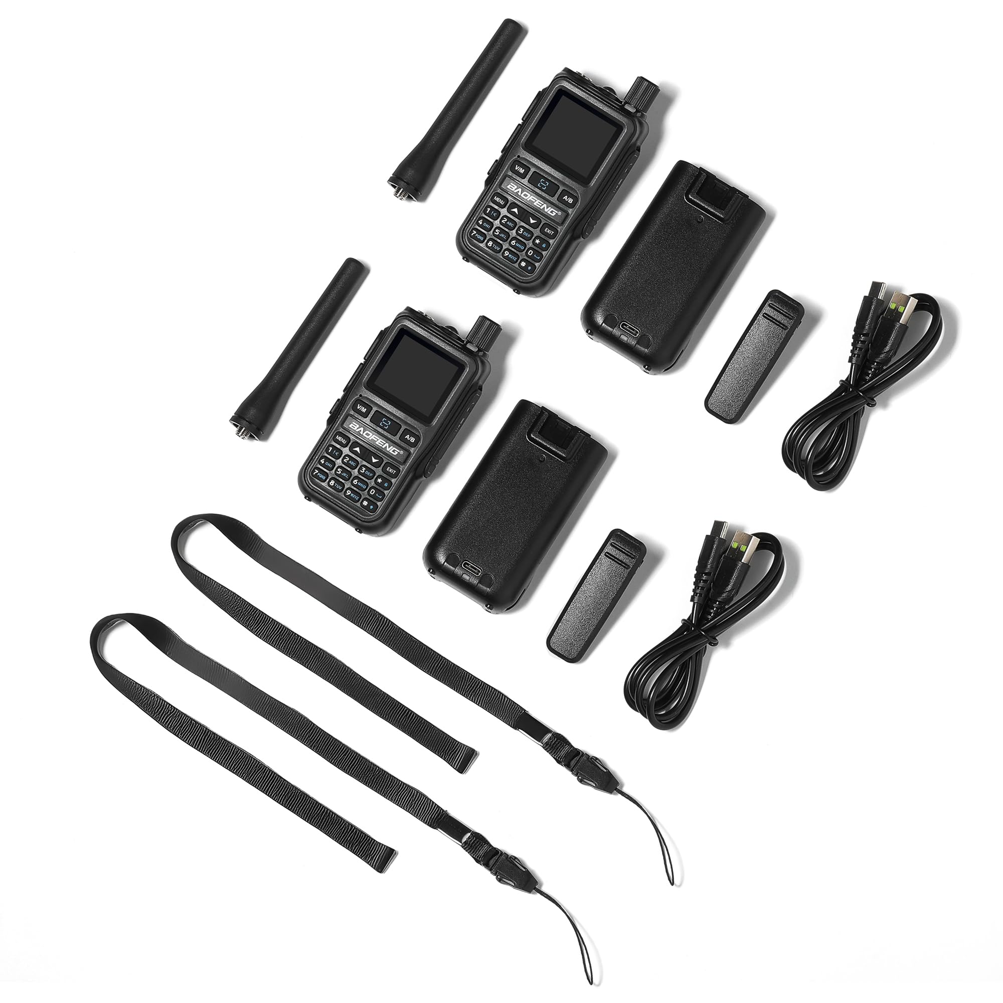 Baofeng GT-5R Mini 5W Radio portative Double Bande, Talkie-walkie UHF VHF Compact avec Programmation Via Application BT, 999 canaux, Double PTT, USB-C, Airband/FM, Lampe de Poche, 2 Pack Gris
