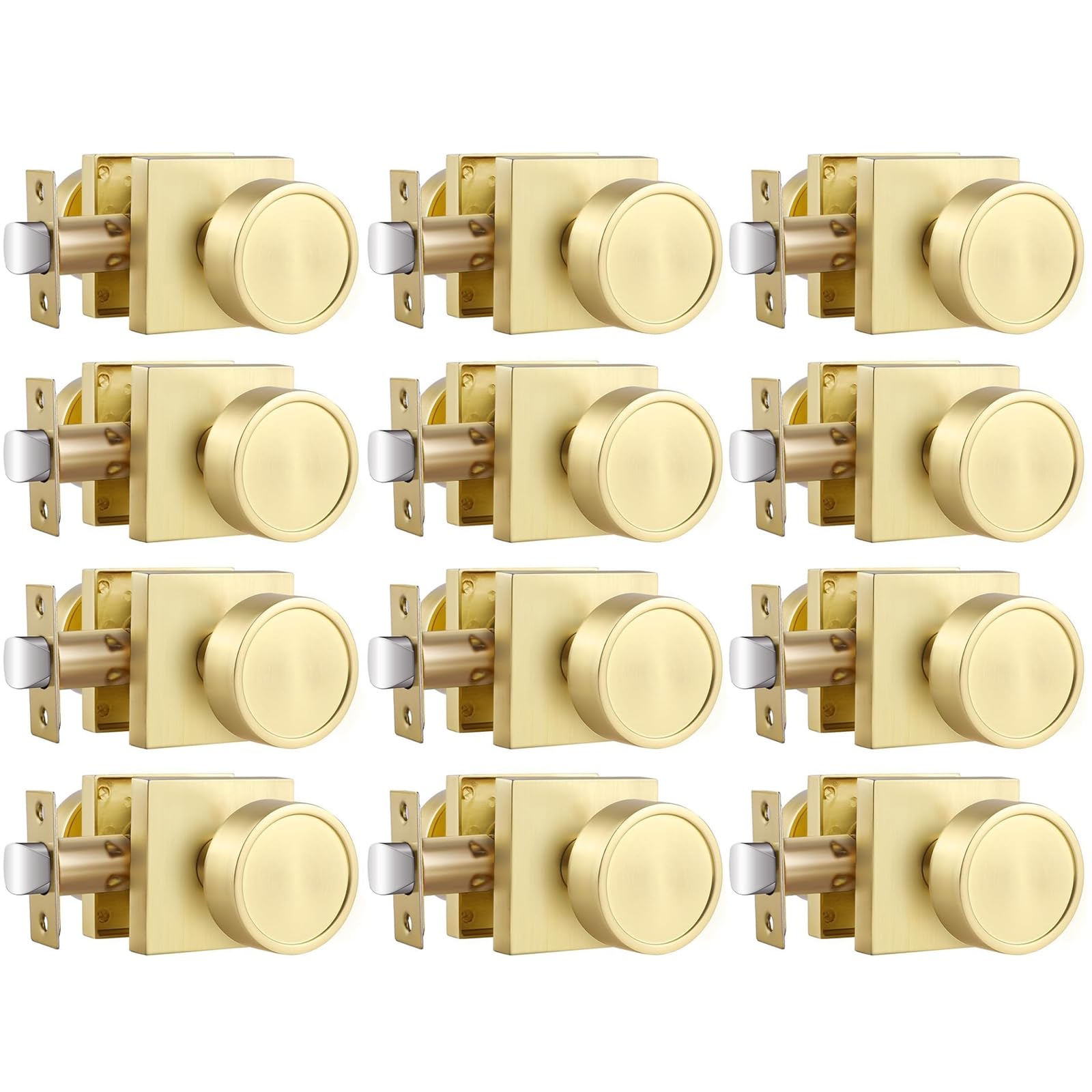 Haidms Gold Passage Door Knobs Interior, Heavy Duty Zinc-Alloy (12 Pack)