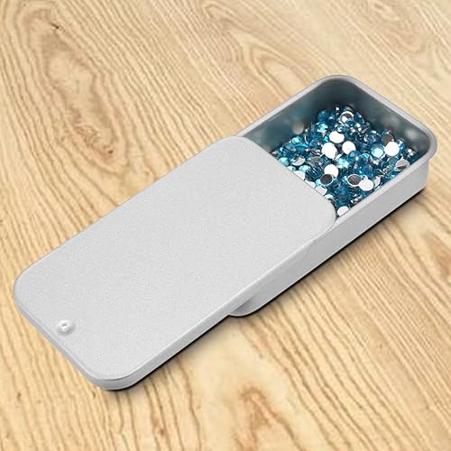 Miniatura 6 de Paquete de 30 recipientes de lata de metal plateado, caja de almacenamiento rectangular con tapas deslizantes, 0.43 x 2.36 x 1.34 pulgadas, mini