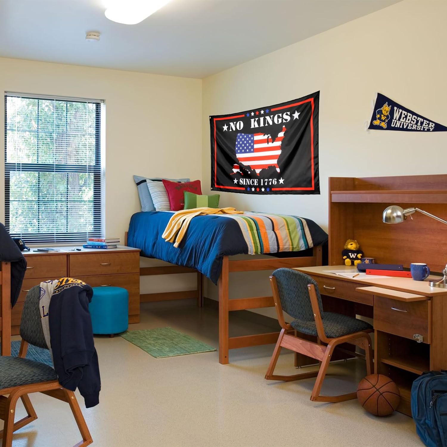 No Kings Since 1776 Cool Flags for College Dorm Room Guys Wall Meme Flags Banner 3x5 Ft Bedroom Man Cave Indoor Outdoor Garden Patio Black - Image 6
