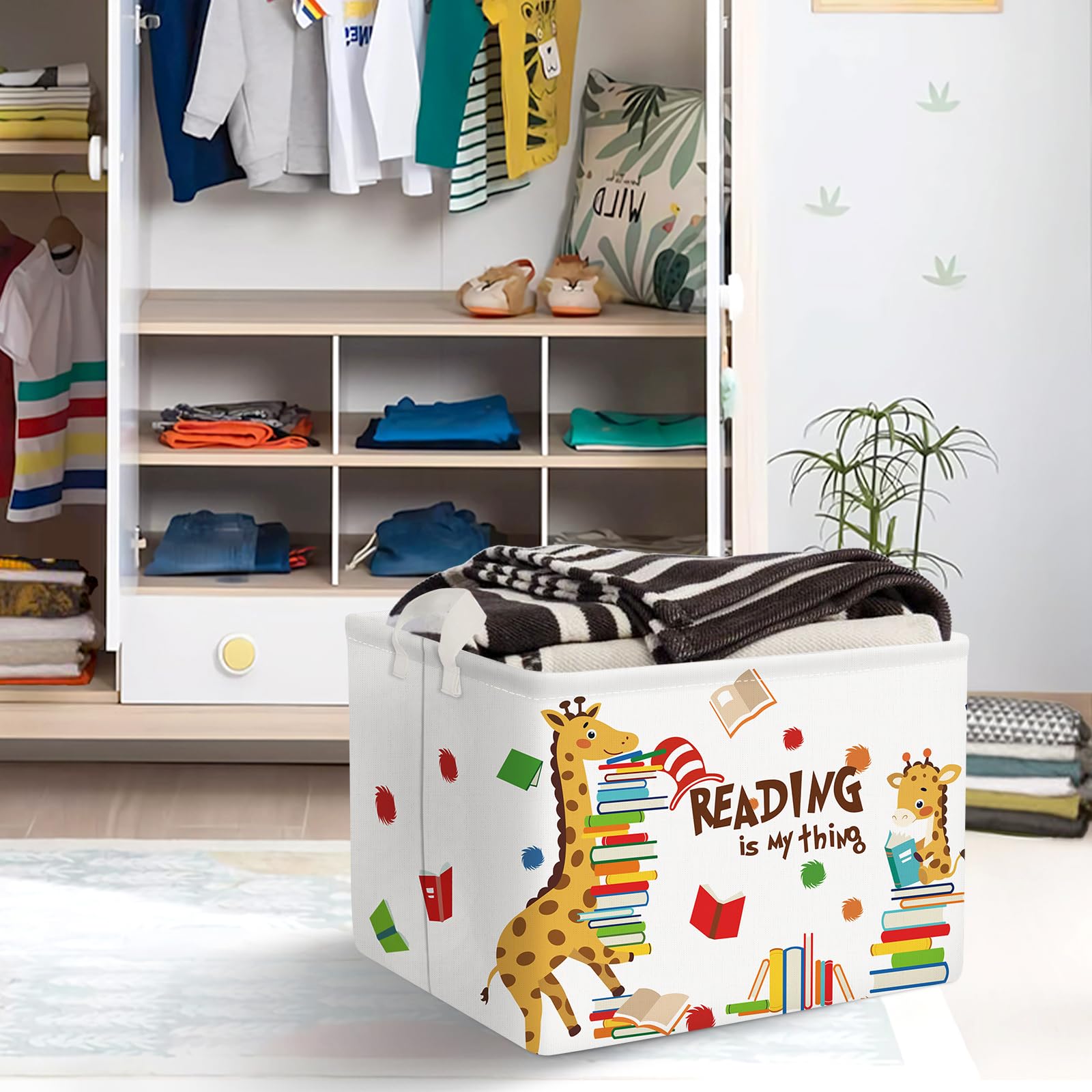 Kntiwiwo 3 Cestini Portaoggetti In Tessuto Con Manici – Grandi Scatole Cubiche Pieghevoli 43x30x25 Cm – Per Armadio, Scaffali, Camera, Asilo
