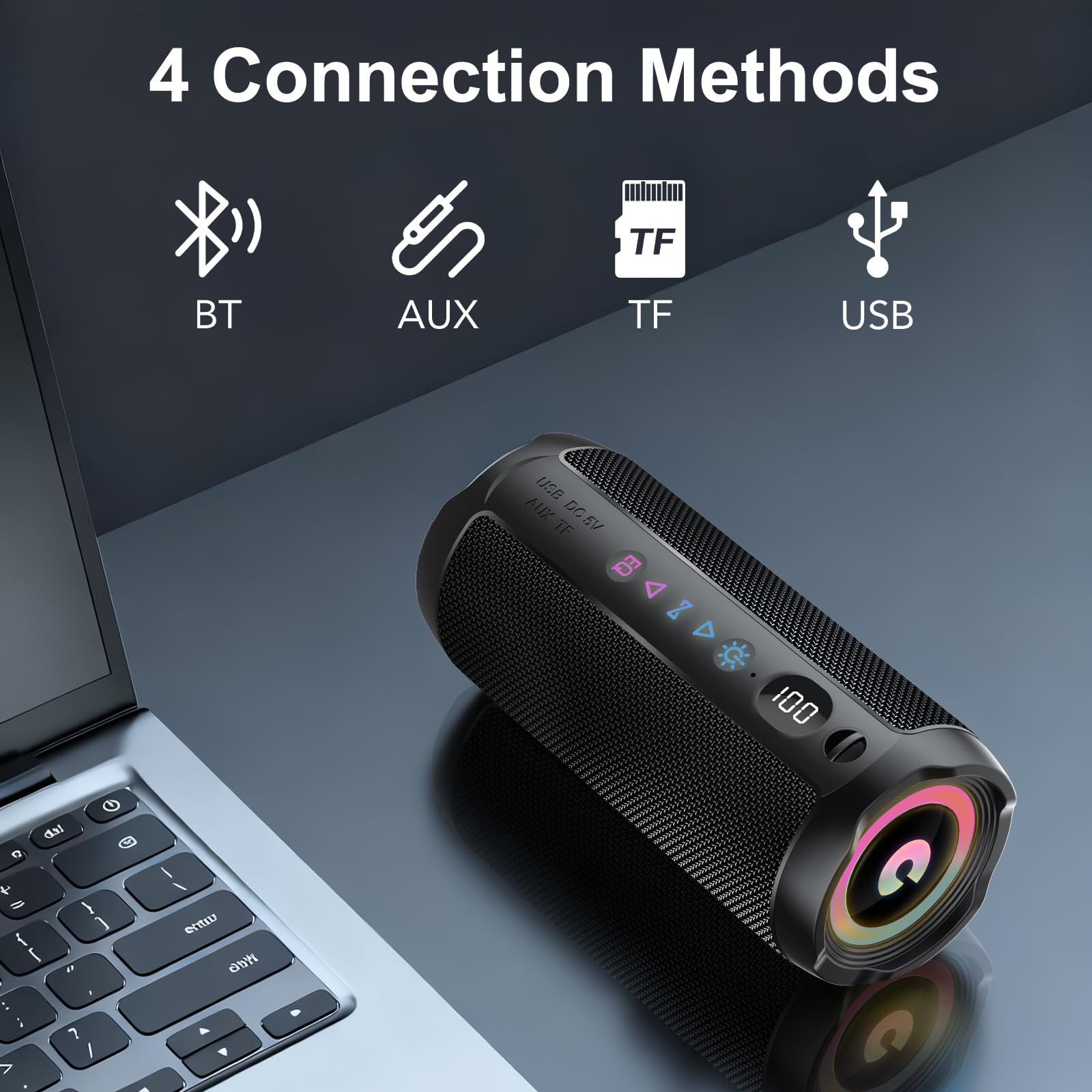Cassa Bluetooth Portatile 30W, Potente Altoparlante Bluetooth, Doppio Basso Driver, 30 Ore di Autonomia, TWS Accoppiamento, RGB, IPX7 Impermeabile, AUX, TF,USB,Ideale Attività All'aperto/Feste/Viaggi