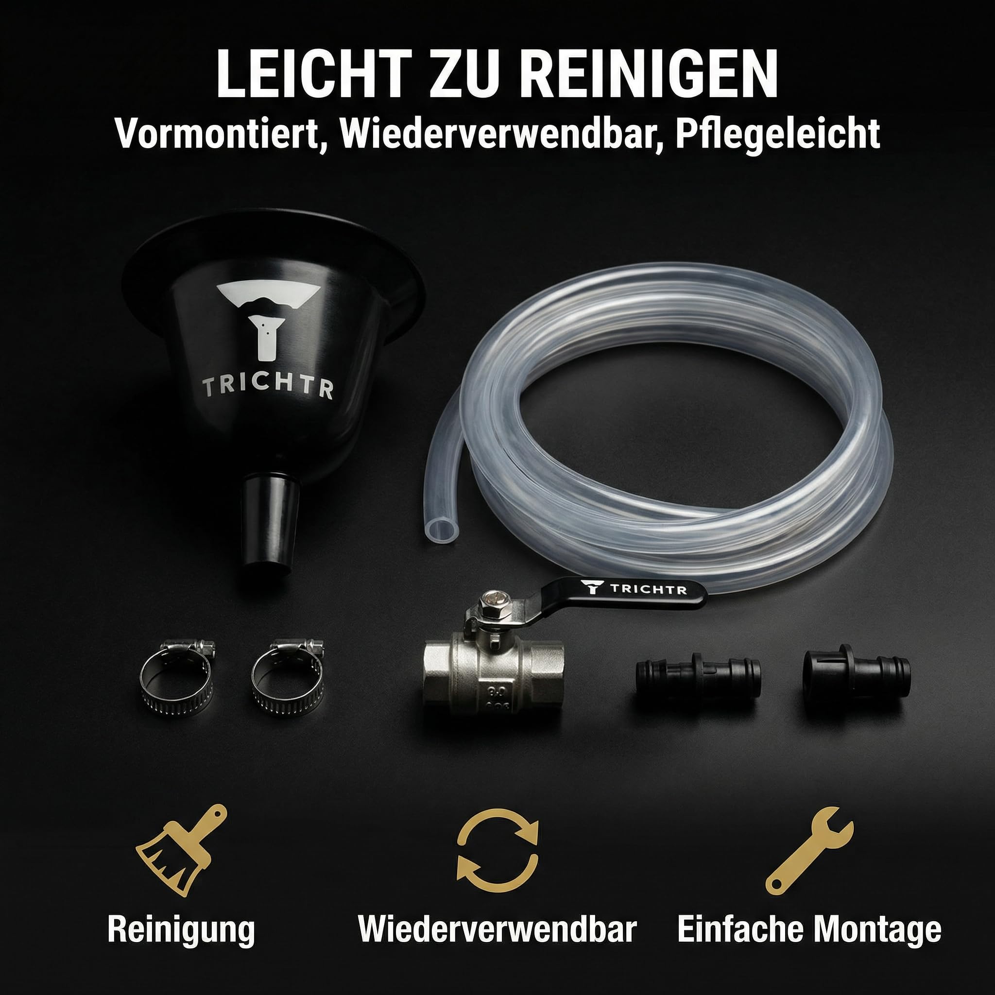 Striker Premium Bierbong Biertrichter mit Edelstahl-Kugelhahn 1L Fassungsvermögen
