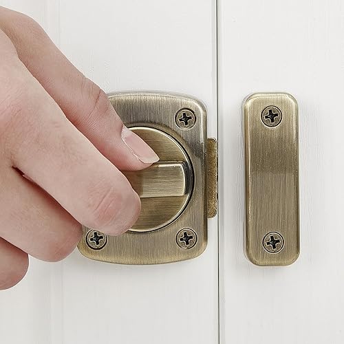 Miniatura 4 de INIRET Paquete de 2 pestillos giratorios para puerta, cerradura de seguridad para puerta de mascotas, baño, muebles de gabinete, ventanas, cierres