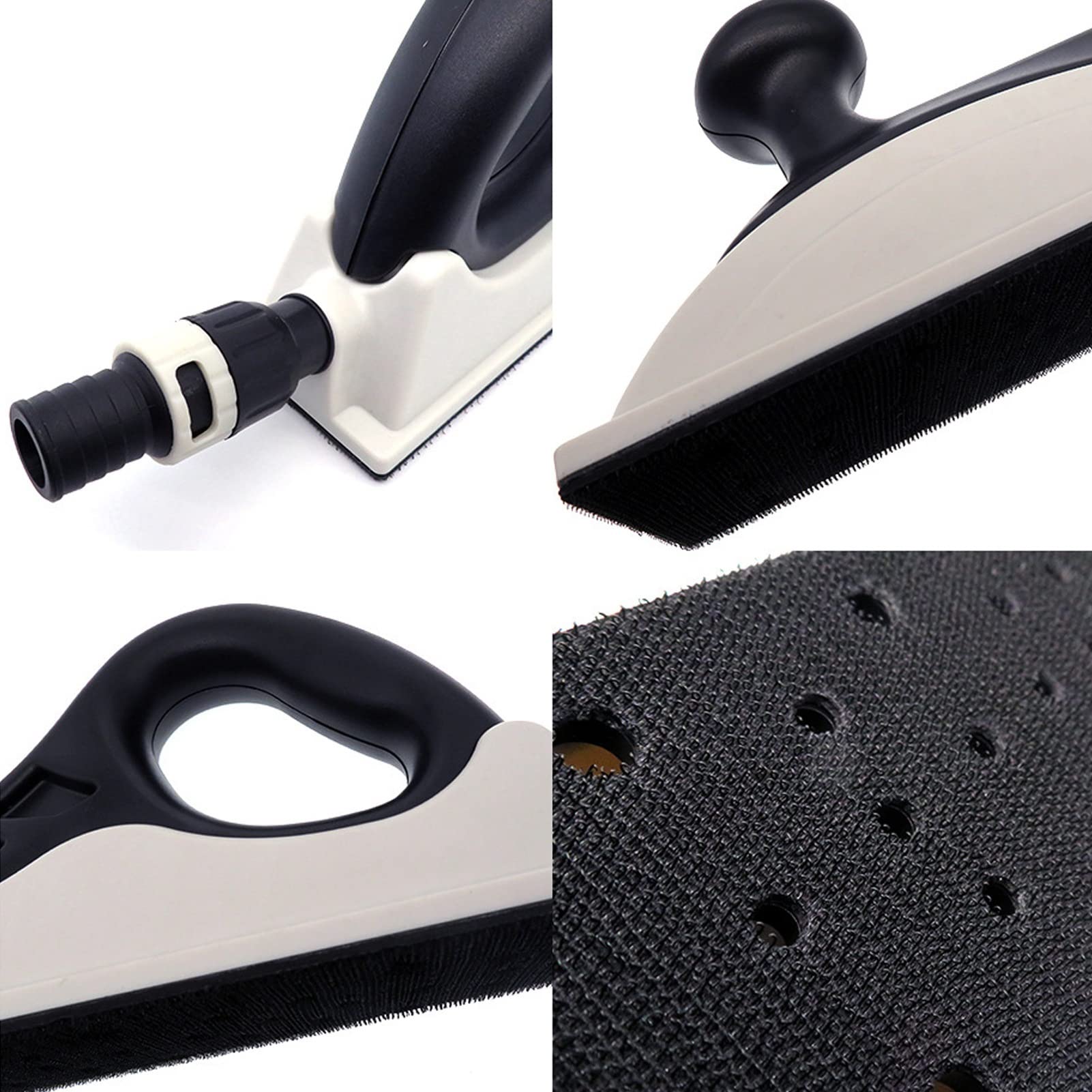Bloque de lijado manual, herramienta de pulido de polvo al vacío para reparación de vehículos de Metal y madera, cierre de gancho y bucle de plástico ABS ligero, 1 paquete