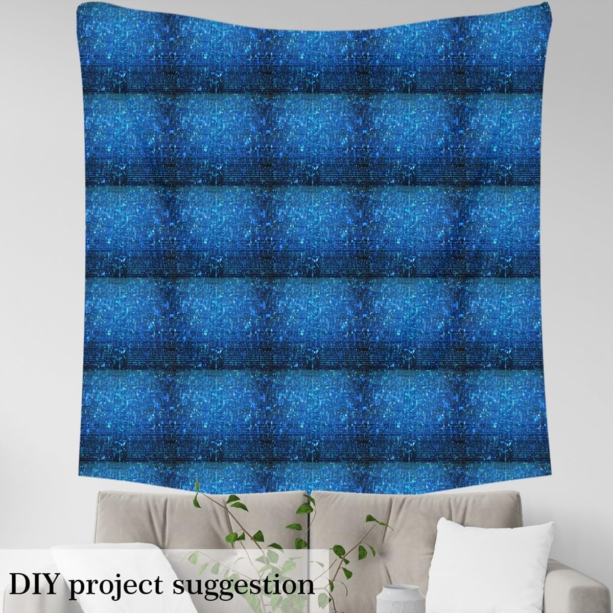 Erosebridal Technology Fabric by The Yard for Chairs,Computer Theme Upholstery Fabric for Girls Boys Teens Adult,Contemporary Craft Patchwork Watercolor Waterproof Decor,5 Yards,Dark Blue Black