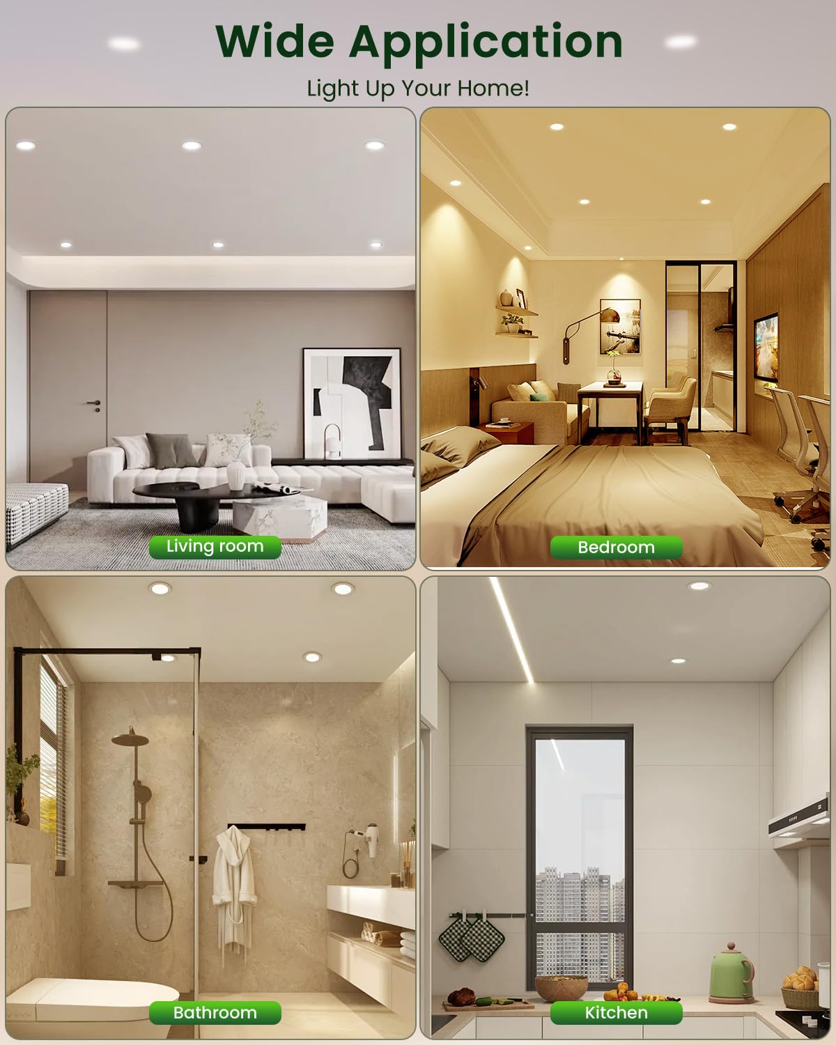 Downlight LED Techo Empotrable 5W, Focos LED Interior Techo 450LM, Blanco Cálido 3000K, IP44 Ojos de Buey Redondo, para Baño Cocina Salón, Extraplano 25mm, Φ68-80mm, Pack 12