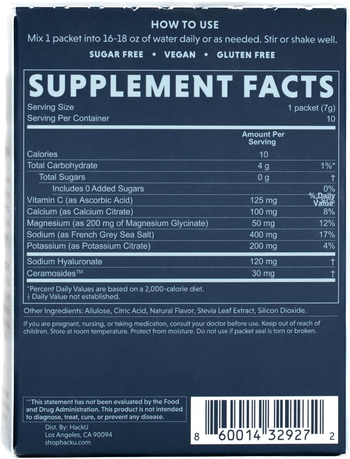 HackU Sugar-Free Electrolyte Packets for Body and Skin Hydration Support | Strawberry Lemonade | 25ct | Drink Mix