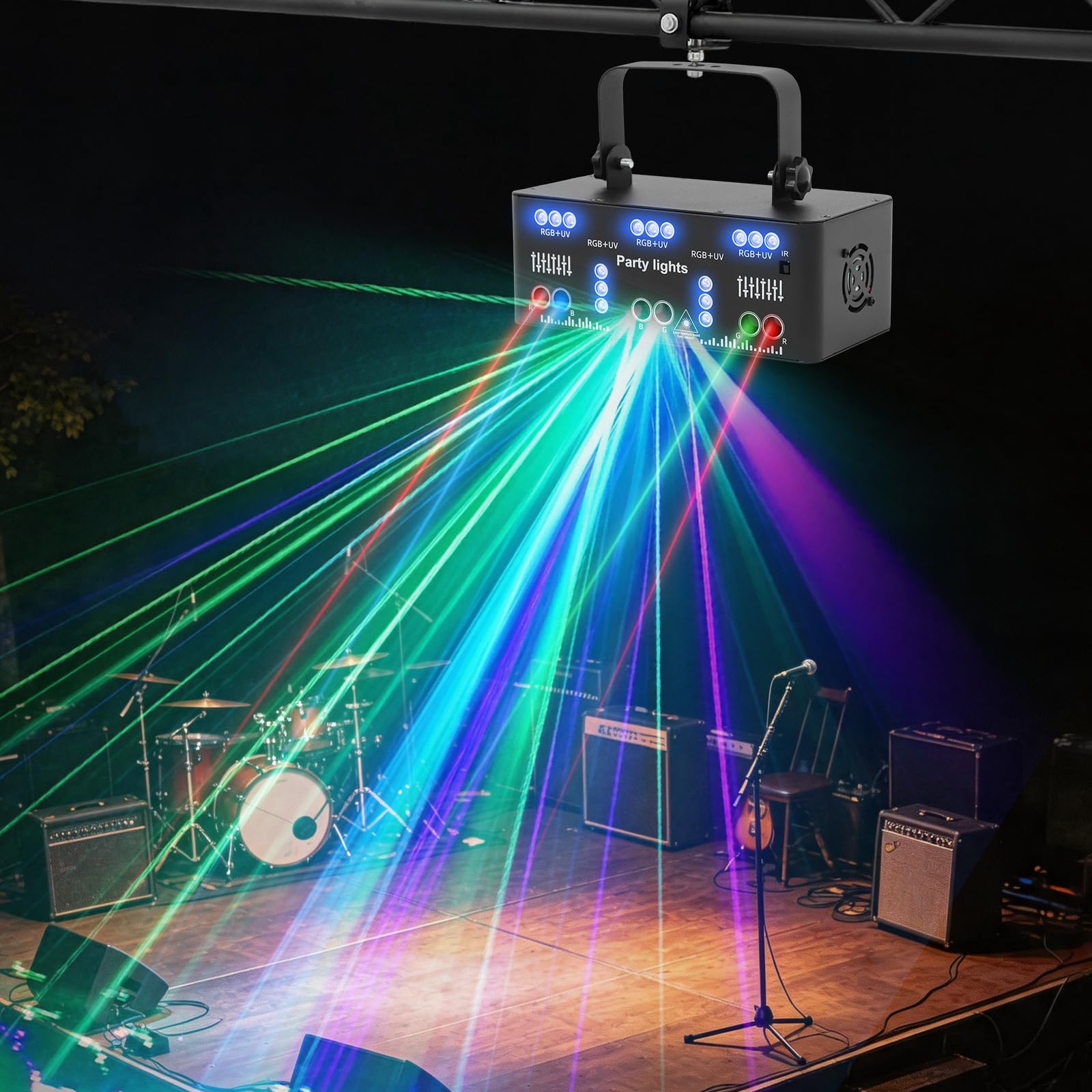 Jeu De Lumière DJ LED, RGB, Laser, Télécommande, 21 Effets, Portable