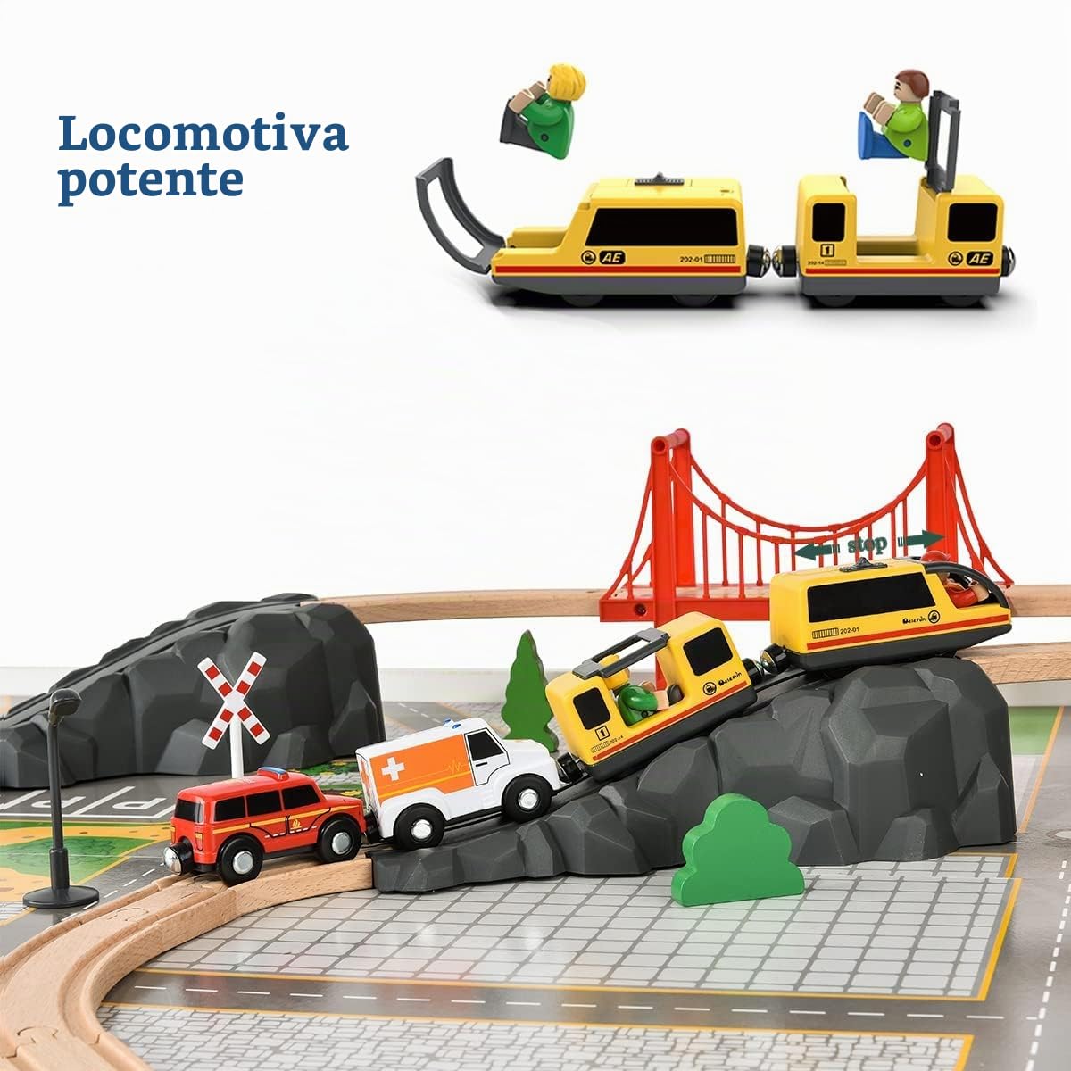 Giant bean Ferrovia in Legno, Set da 72 Pezzi Trenino Legno Bambini | Per Bambini da 1 a 3 anni, Regalo Per Ragazzi e Ragazze