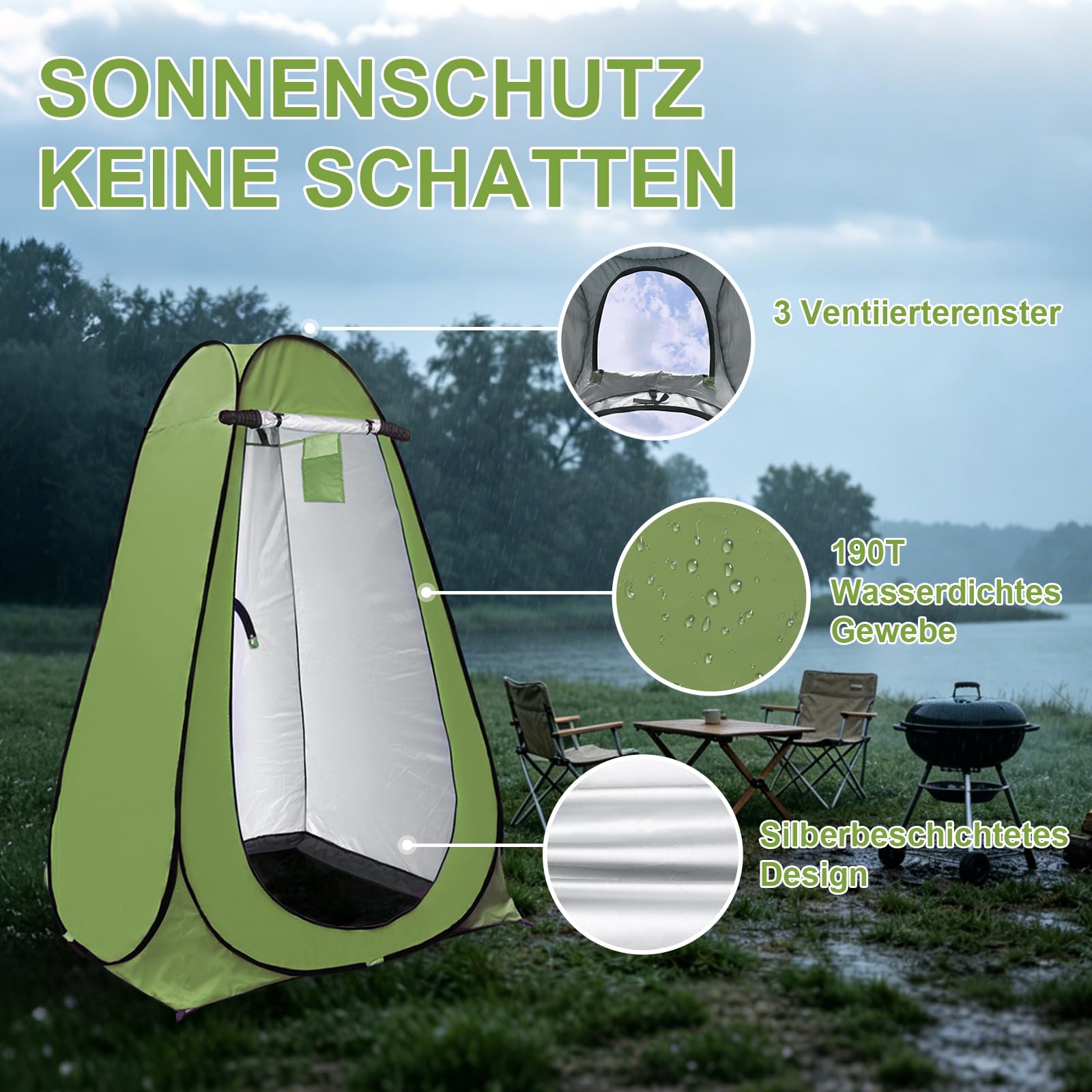 Duschzelt Camping anngrowy Pop Up Toilettenzelt mit UV40+ Schutz Umkleidezelt, Multifunktionszelt Mobiles WC Zelt, Faltbare Duschkabine Umkleidezelt Privatsphäre für Beach, Strand & Outdoor
