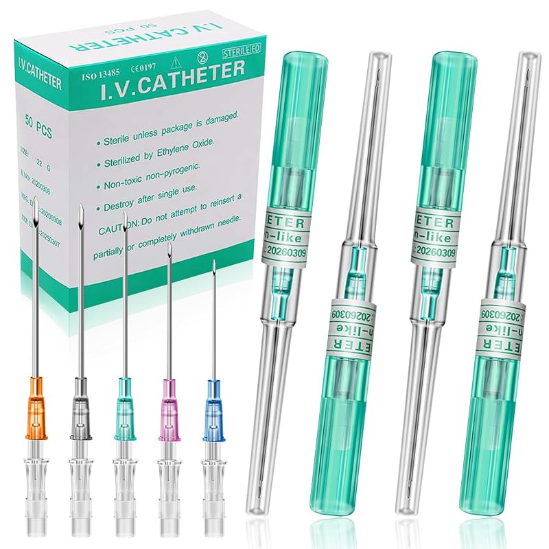 Agulhas cateter para piercing Rayyl 18G em aço inoxidável, 50 unidades
