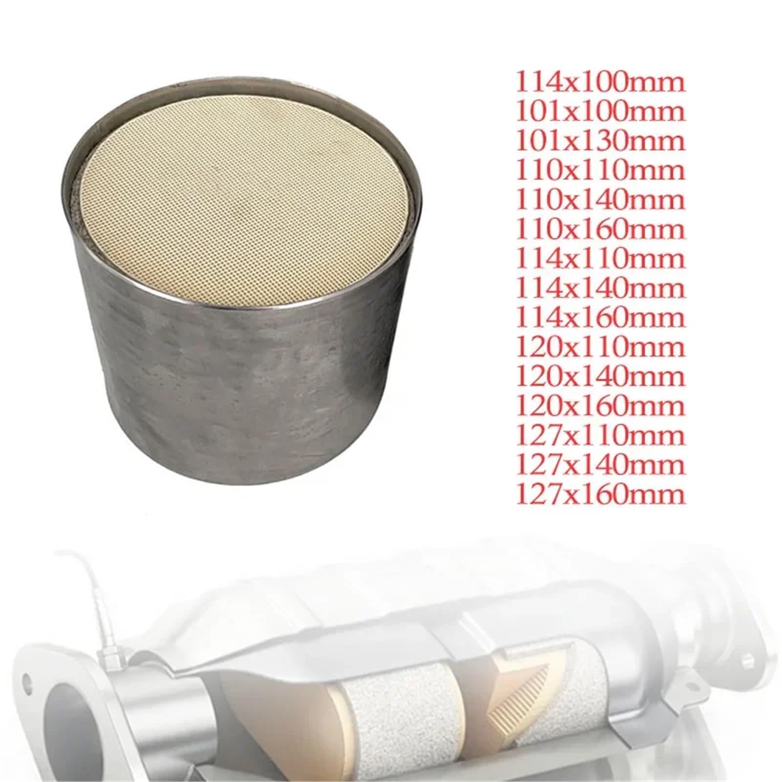 Catalizzatore Convertitore catalitico universale a substrato ceramico a tre vie EURO 1 400 Cpsi ad alto flusso 101/114/120/127 * 100 mm