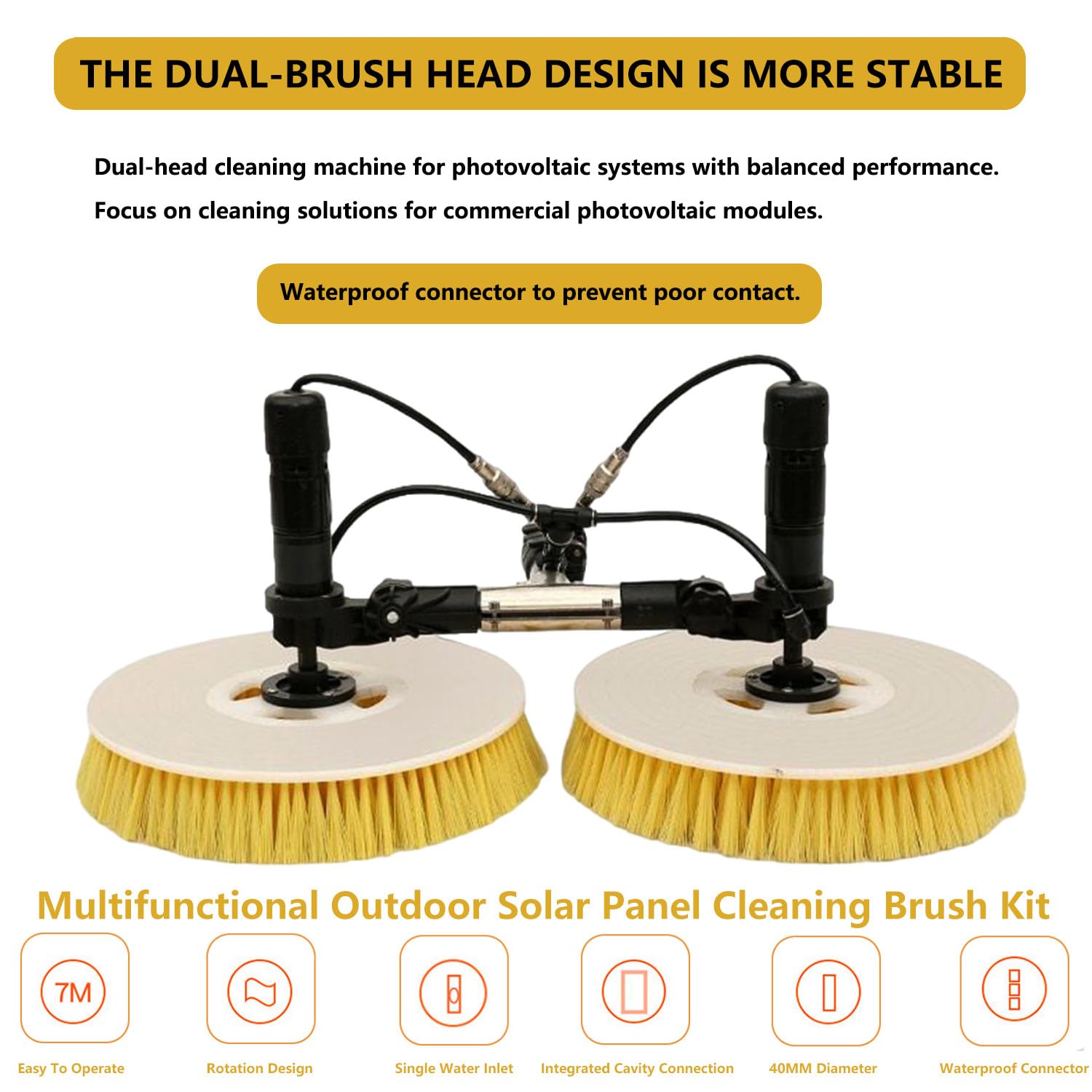 Cepillo Solar Rotativo Profesional con Mango Telescópico, Limpiador De Paneles Solares Exterior, Kit Multifunción para Uso Doméstico O Industrial 5.5M-Dualuse