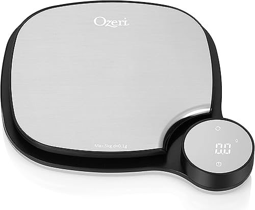 Miniatura 4 de Ozeri Báscula de cocina de acero inoxidable, 0.1 g (0.01 oz), tecnología de pesaje, color negro