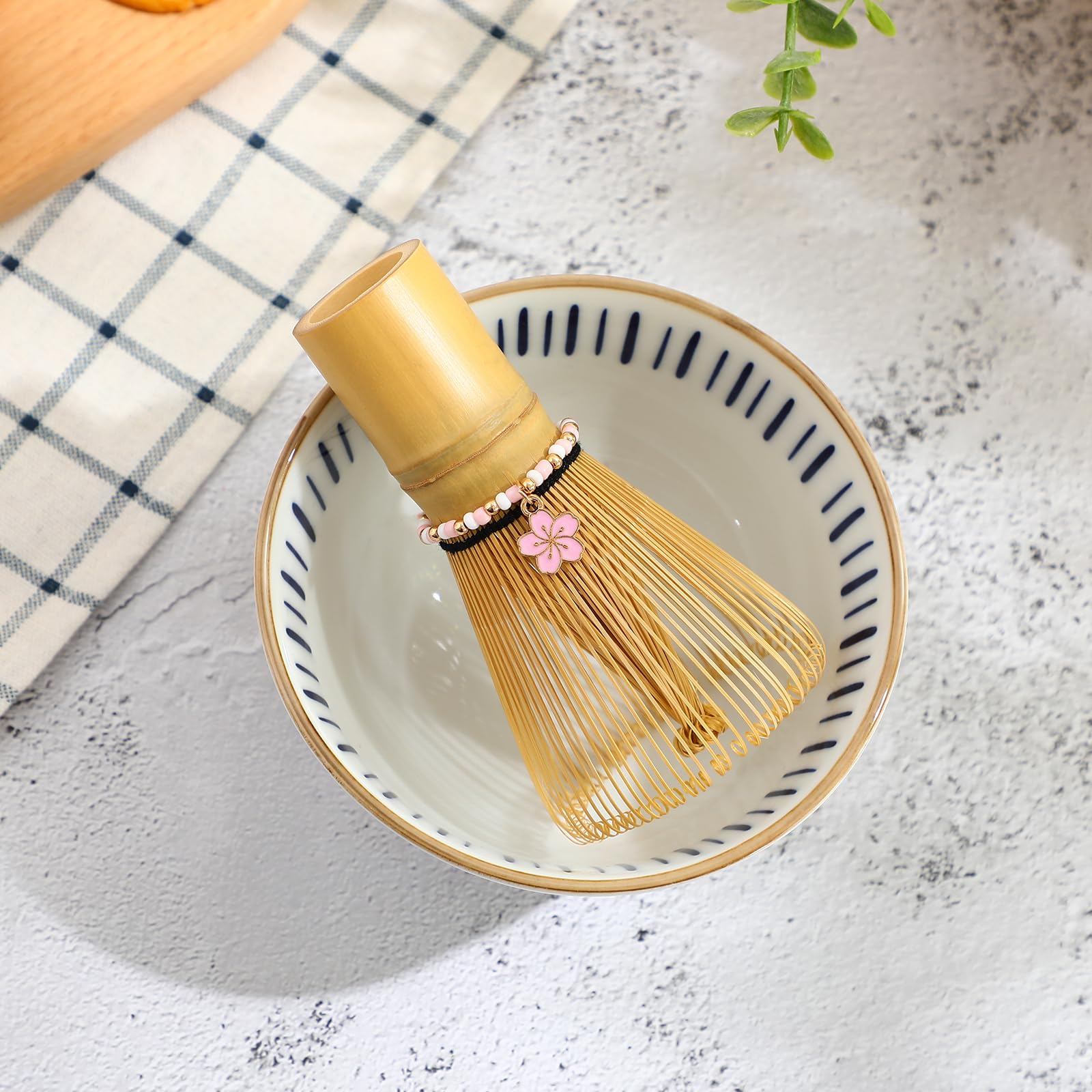 Matcha Whisks with Cherry Blossom Charms - Elegant Tea Accessories -6 Matcha Whisks with Cherry Blossom Charms - Elegant Tea Accessories -6
