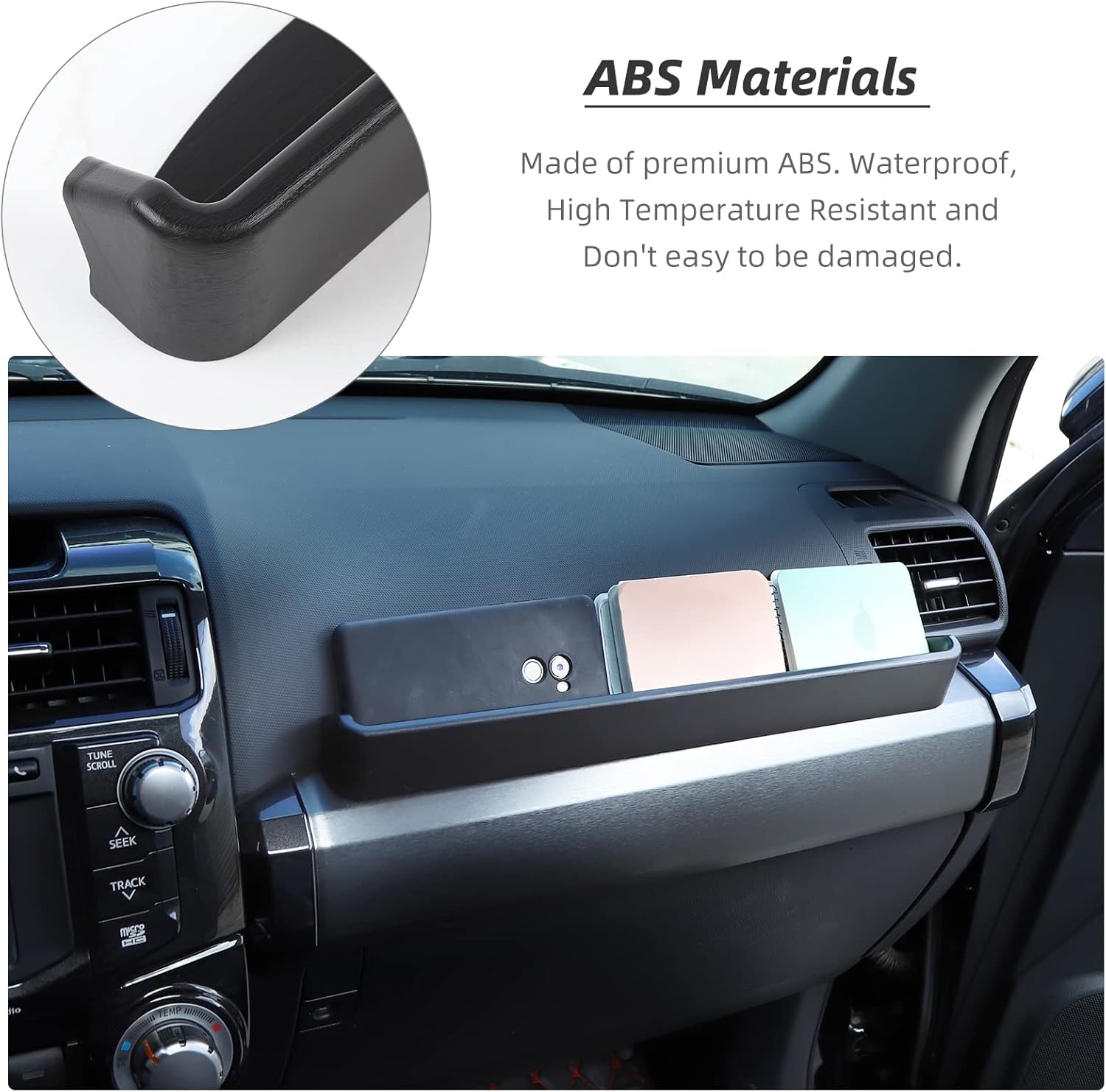 Hoolcar Copilot Armrest Storage Box Passenger Grab Tray Organizer for 2014-2020 Toyota 4Runner, Interior Storage Expansion Accessories, Black