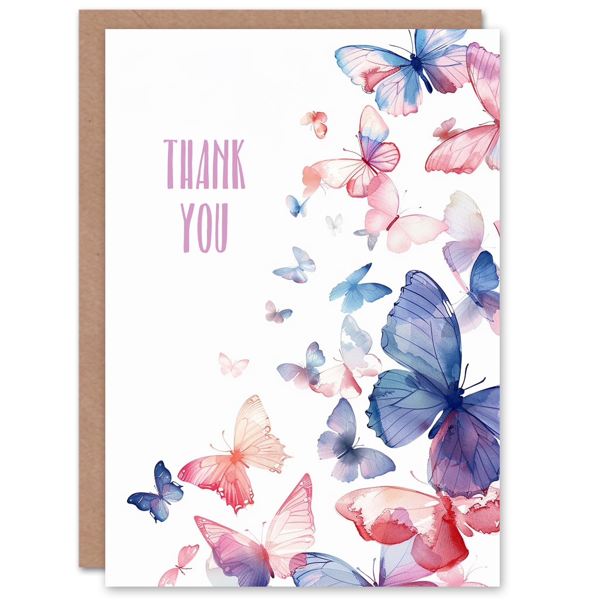 Artery8 Thank You Card Butterfly Watercolour Bright Design For Her Gran Sister Niece Daughter Wife Woman Greeting Card
