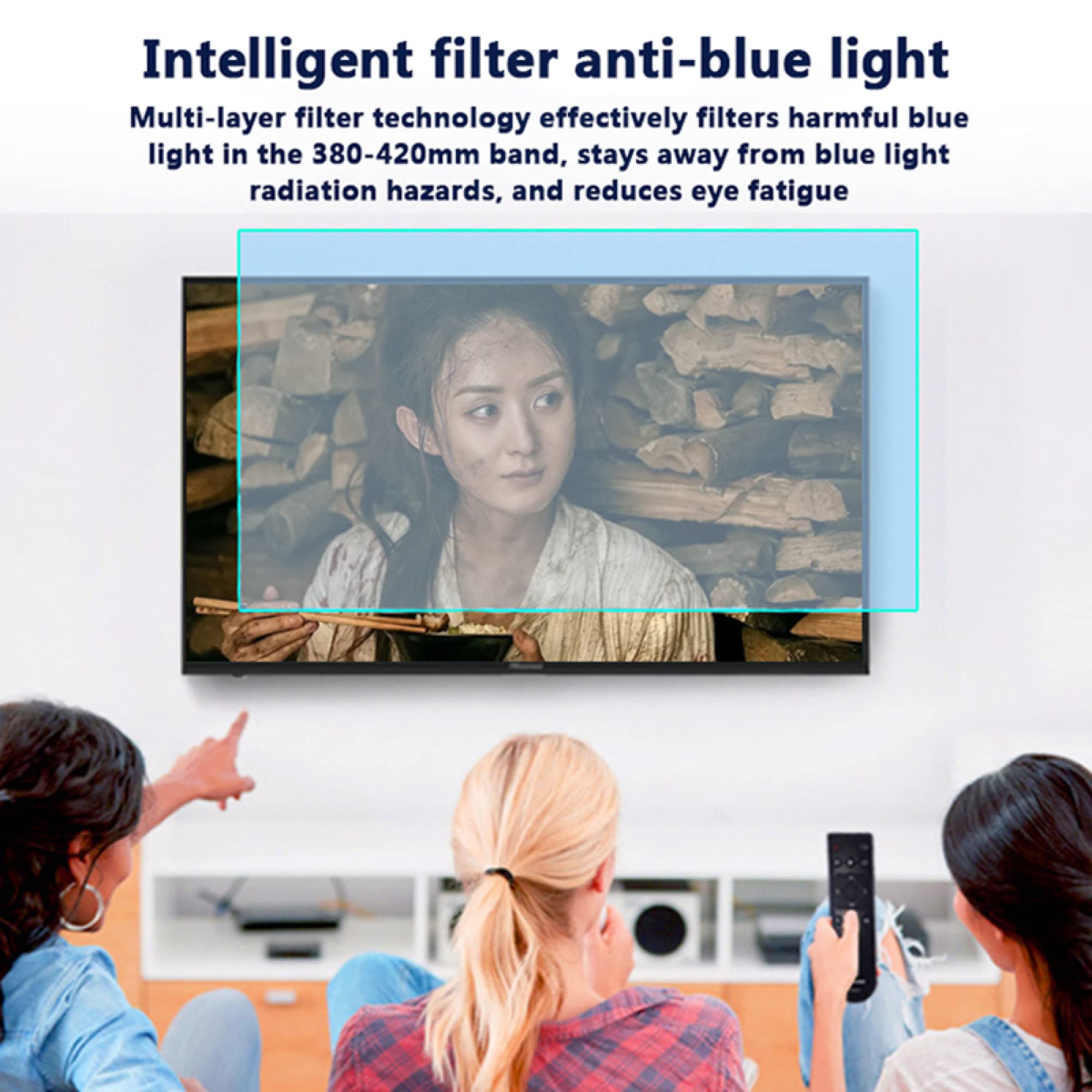 Protector de pantalla anti luz azul de 32-75 pulgadas Filtro de pantalla de TV mate antideslumbrante/anti-UV Ajuste de película Monitor plano y curvo LCD, LED, OLED y QLED 4K HDTV/B / 39 Inches 856