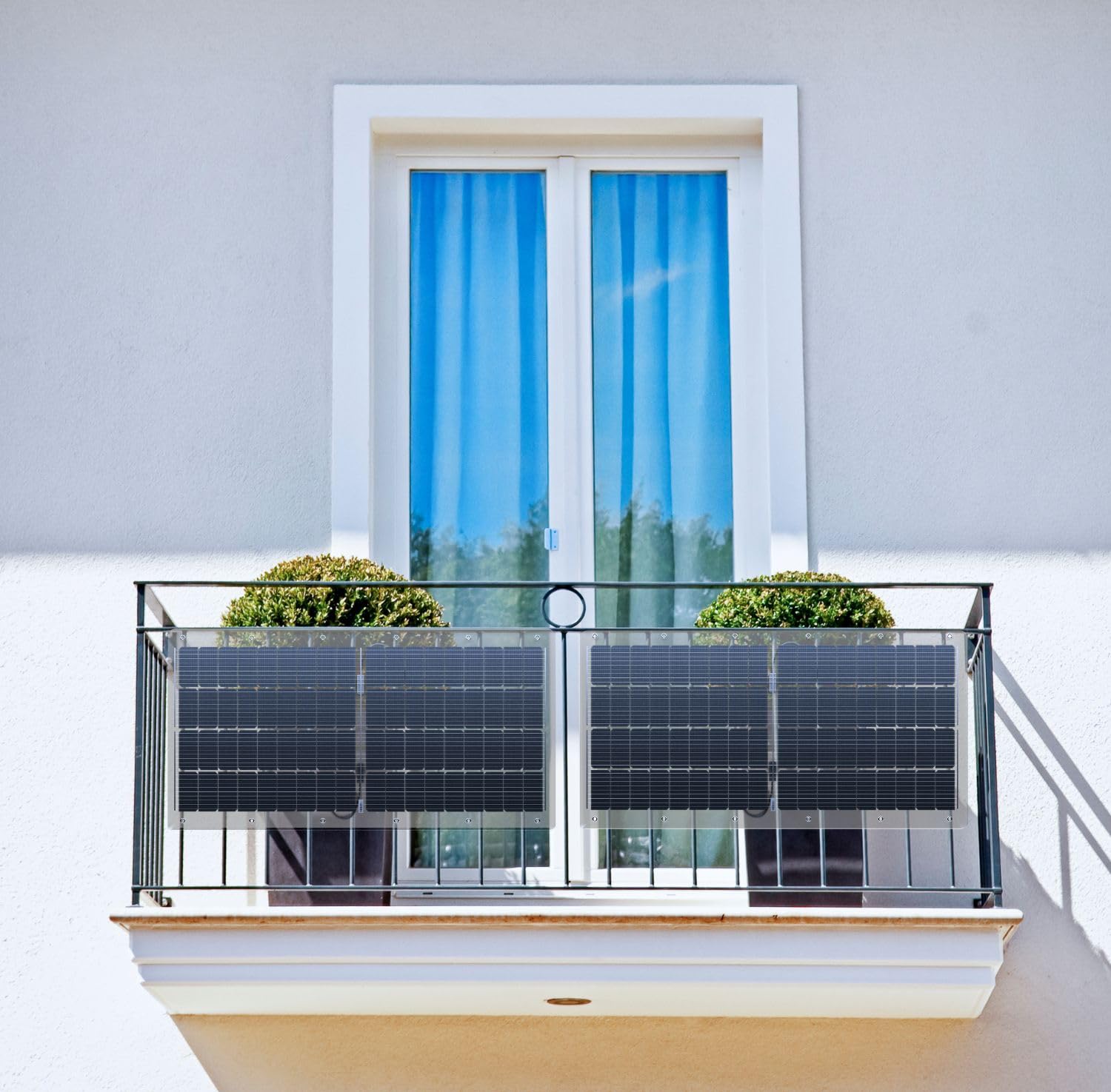 Kit de 2 paneles solares flexibles 410 W Microinversor y cable – Módulo monocristalino IP65 ultra fino 162 × 77 × 0,3 cm – Panel fotovoltaico Plug and Play de balcón fácil de instalar