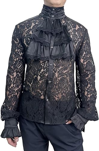Camisa de vampiro pirata renacentista, victoriana, medieval, gótica para hombre