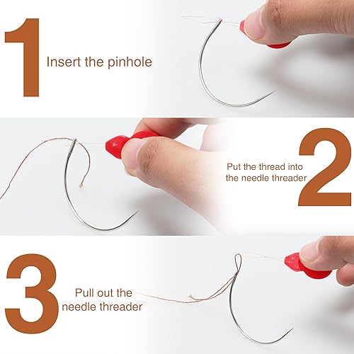 Miniatura 7 de OOTDAY Kit de costura de cuero, herramientas y suministros de trabajo de cuero, kit de reparación de cuero, kit de trabajo de cuero con agujas de