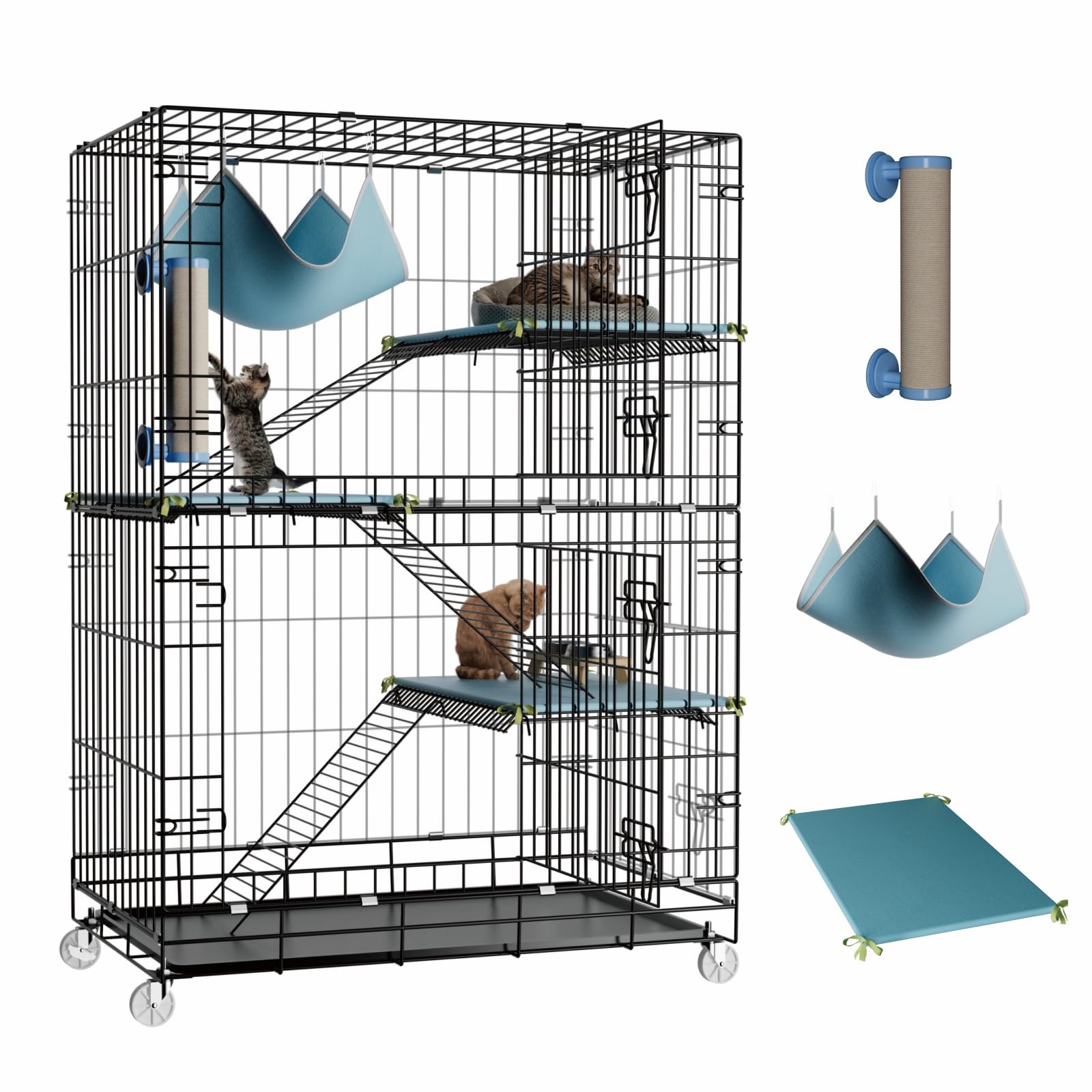 Photo 1 of ***FACTORY SEALED *** STILLCOVE 4-Tier Cat Cage Indoor: Large Cat Enclosure Pet Playpen Detachable Metal Wire Kennel Collapsible Crate with Scratching Post & Plush Pads & Hammock for Cats Kittens