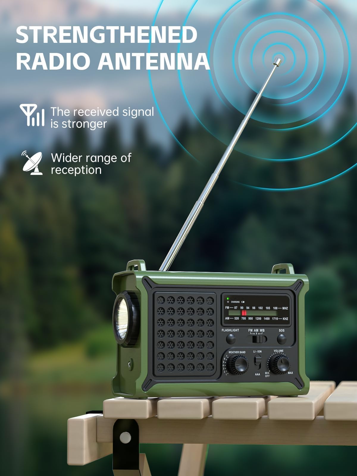 MINORZ 12000mAh Kurbelradio, Tragbares Notfallradio mit Große Solarplane, HiFi Klangqualit, AM/FM, SOS, Taschenlampe & Leselampe, IPX6 Wasserdicht, Ideal für Outdoor Camping Notfall