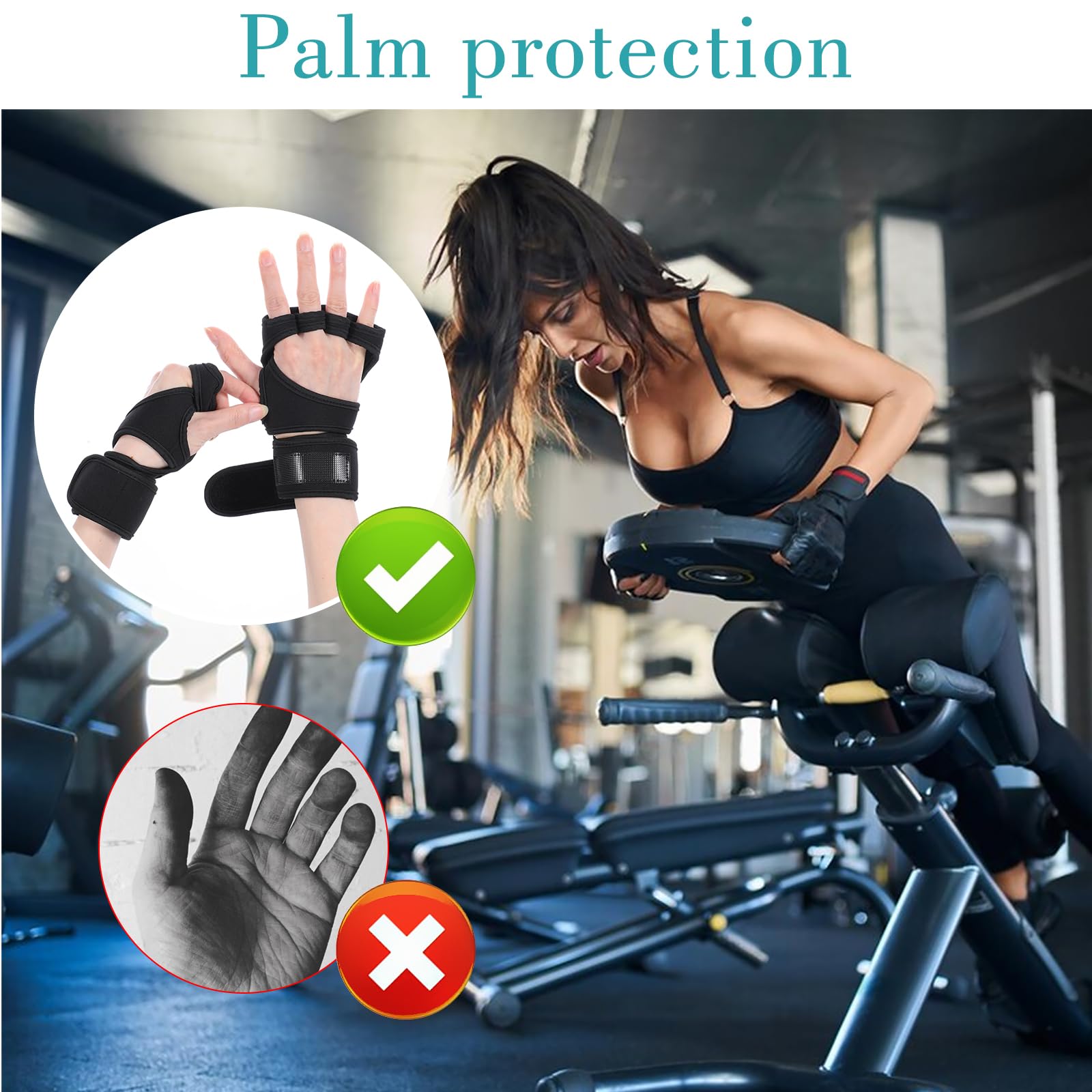 2 Pcs Weight Lifting Gloves with Wrist Support Breathable Workout Gloves Antislip Gym Glove for Weightlifting Fitness Exercise Training Cycling Rowing Men Women Gifts Black 6.30 × 4.72 Inches