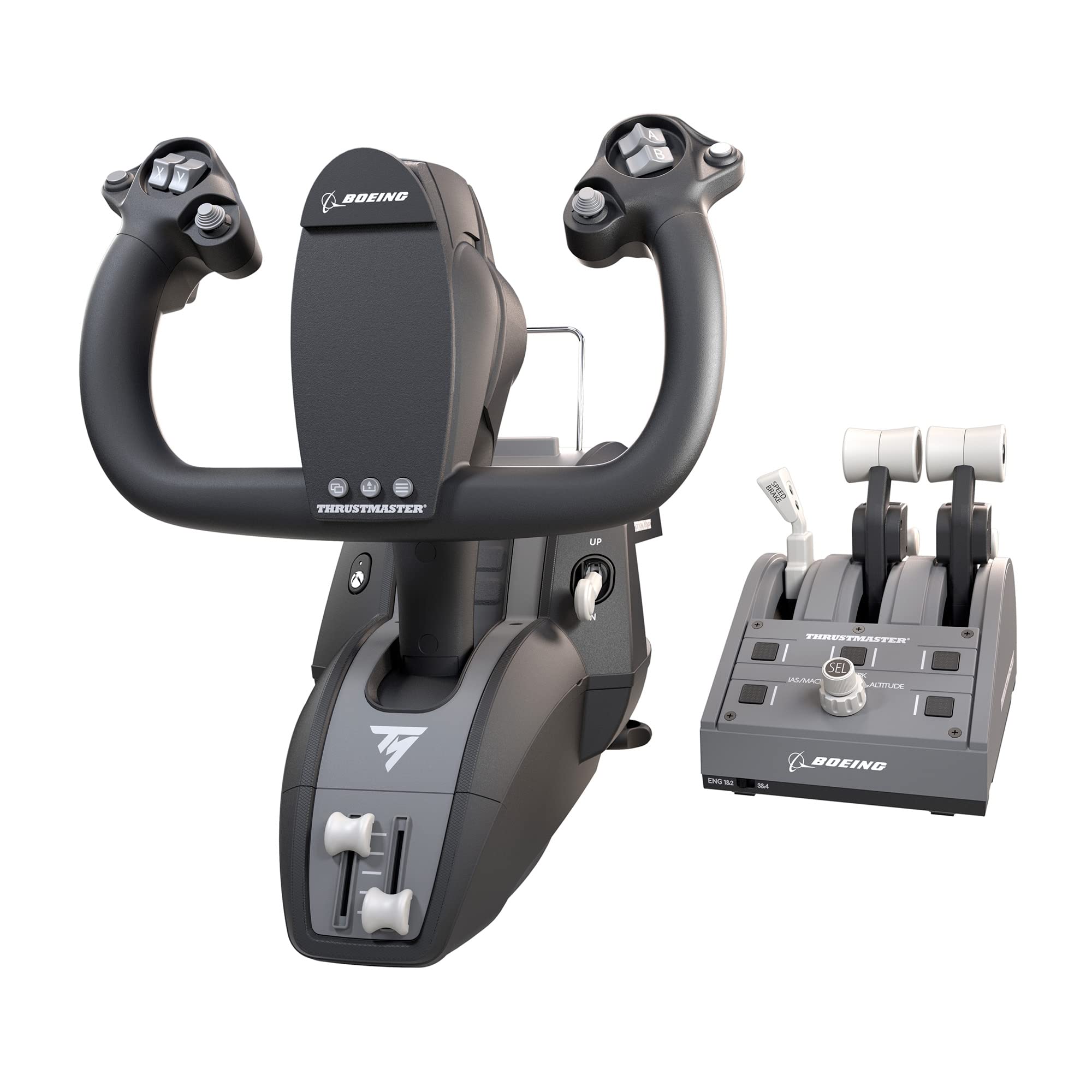 【Boeing / Xbox 公式ライセンス商品】Thrustmaster スラストマスター TCA Yoke Pack Boeing Edition フライトコントローラー フライトスティック Microsoft Flight Simulator 2024 Xbox One Xbox Series X|S PC 対応 振り子式ヨーク オートパイロット機能 スロットルクアドラント 金属製フレーム