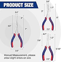 Vista 3 de WORKPRO Juego de 3 alicates pequeños, alicates de punta de aguja de largo alcance, incluye alicates de punta de aguja de 7 pulgadas, alicates