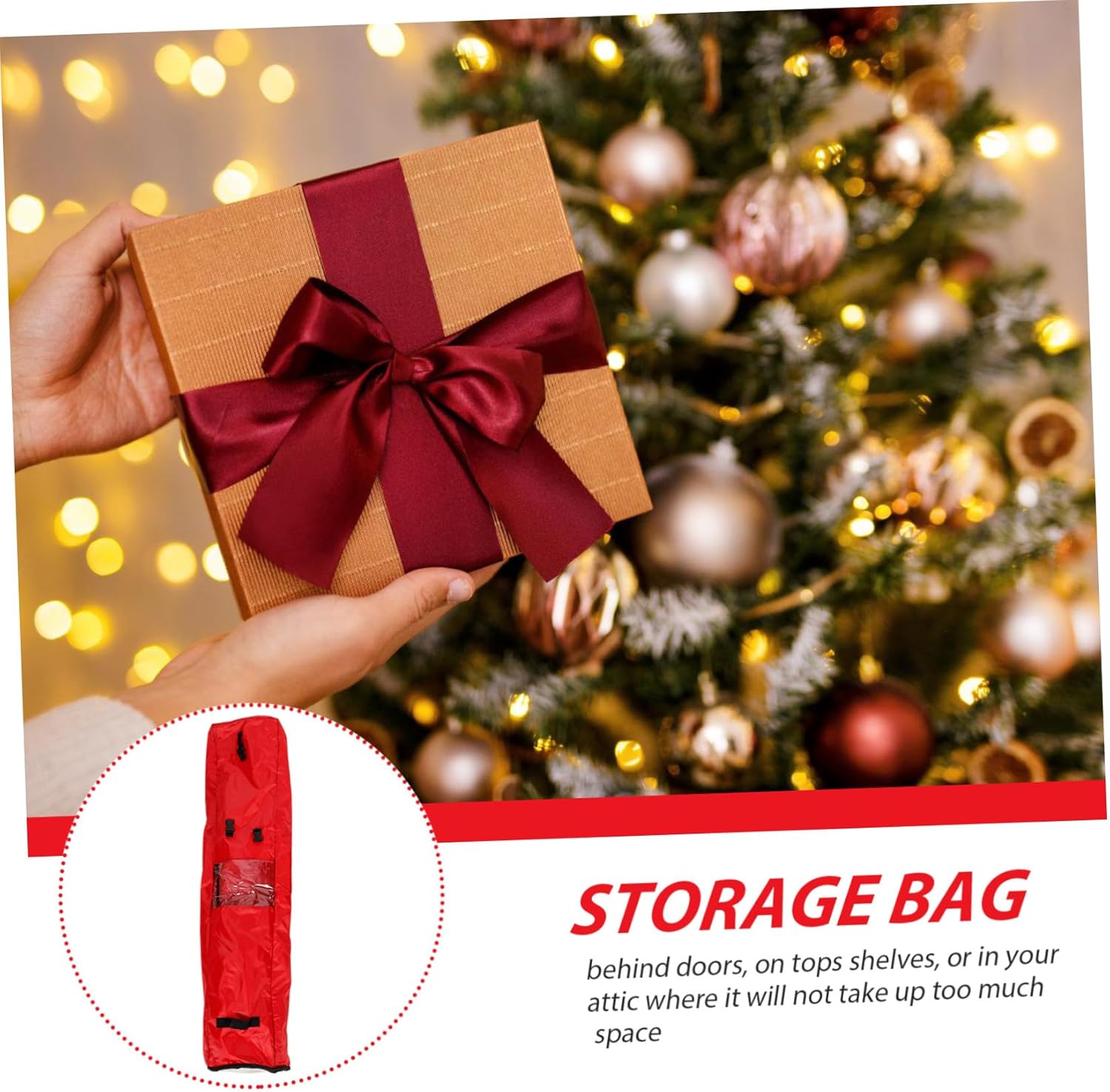 Xmas Wrapping Paper Organizer Bag Container for Wrap Ribbons Lightweight Zipper Closure for Holiday Decorations Closet Organization