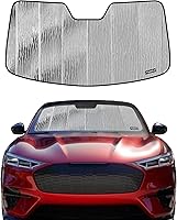 Vista 11 de Parasol para parabrisas Pigenius para Ford Mustang 2015-2023 sin cámara montada en el espejo retrovisor, protector de ventana frontal personalizado