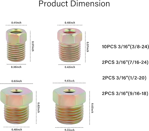 Miniatura 9 de Kit de línea de freno de 25 pies de 316  Incluye 16 accesorios de línea de freno invertidos  Tubo de línea de freno de cobre chapado en zinc  Kit de