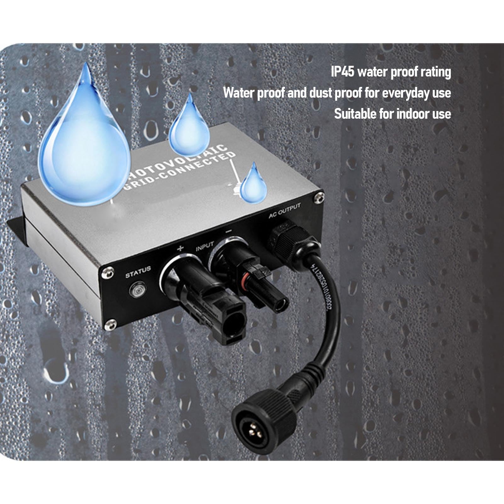 BuyWeek Inversor de Conexión a Red de 100 W, Entrada de Batería de 12V/24V CC a Microinversor de Salida de 180V-265V CA, Soporte a Prueba de Agua IP45 Conexión Rápida a Red