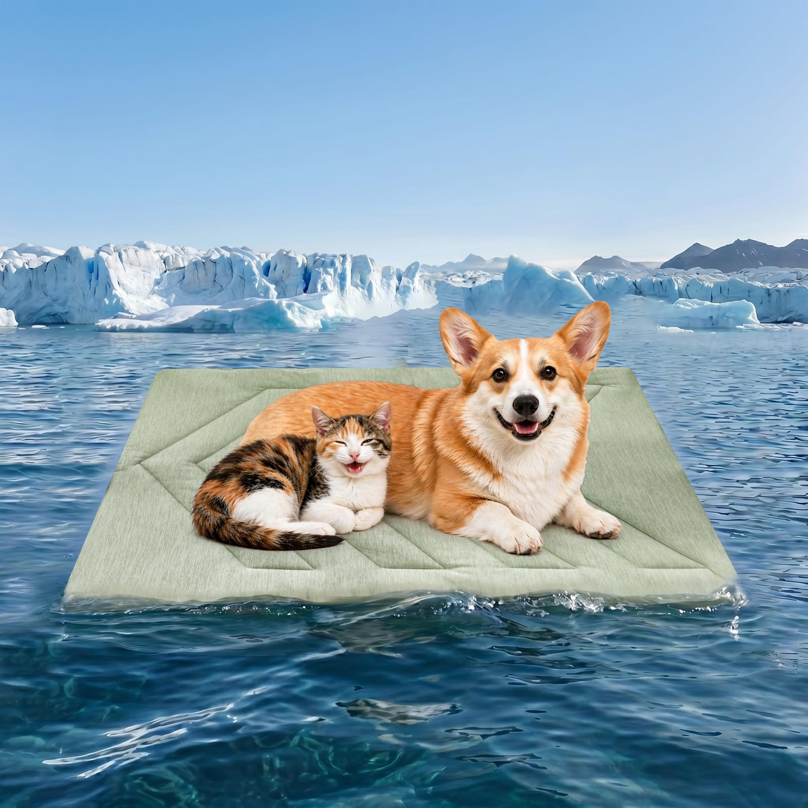 UIQELYS Dog Cooling Mat (Ice Green, 89 x 56 x 2 cm (L x W x H)) — image 1