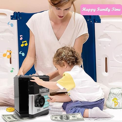Miniatura 6 de Alcancía de juguete para niños y niñas de 3 a 9 años de edad, cajero automático electrónico con contraseña segura para niños, caja de ahorro de