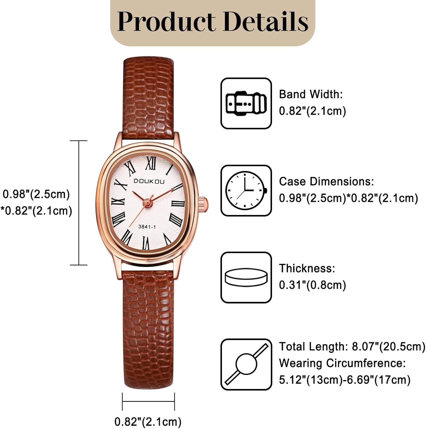 Avaner Women's Leather Wrist Watches: Ladies Classic Oval Face Slim Strap Analog Quartz Retro Watch - Image 6