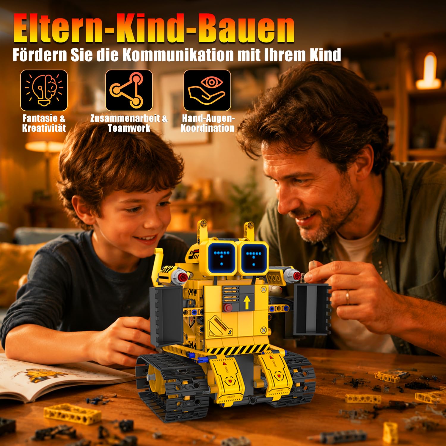 Technik Robot da costruzione per bambini, set robot programmabile 5 in 1 | App e telecomando, STEM Bulldozer, mattoncini a morsetto, 452 pezzi, regalo per bambini dai 8 ai 12 anni in su