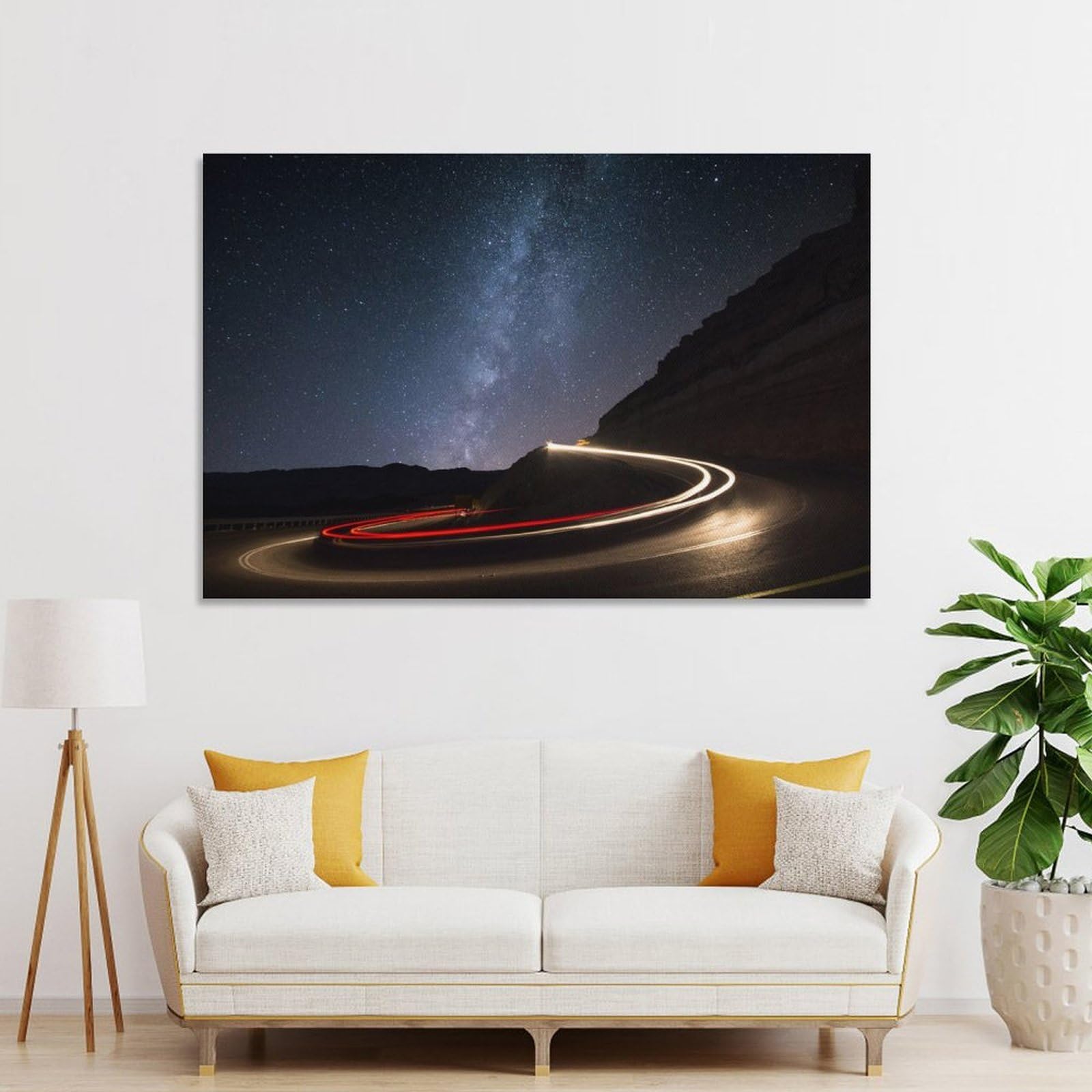 Junmoney Unframe-Style-18 Milky Way Mitzpe Ramon Canvas Wall Decor 24X36inch(60X90cm), For Study, Office Or Focused Interiors, Wall Art That Adds Style To Work Areas