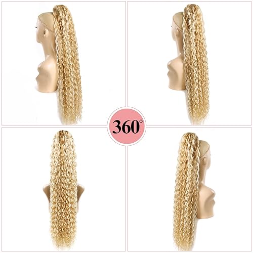 Miniatura 2 de Fashion lcon - Extensiones de cola de caballo con cordón de 30 pulgadas de largo, extensiones de cabello rizado con clip, color marrón natural,