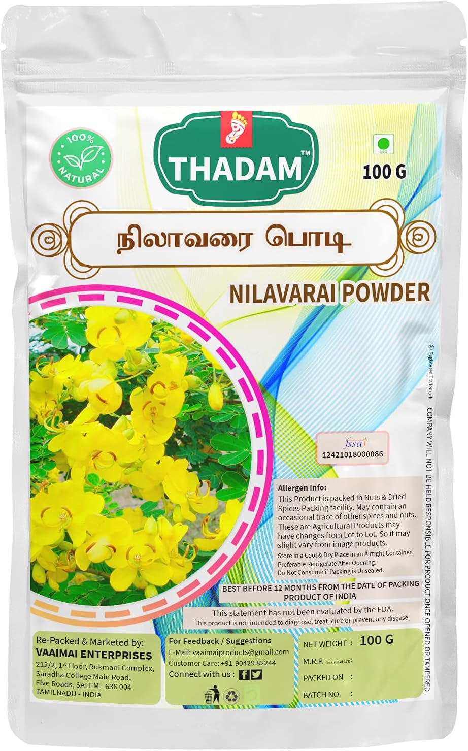 THADAM Nilavarai Powder | Cassia Angustifolia, 100g