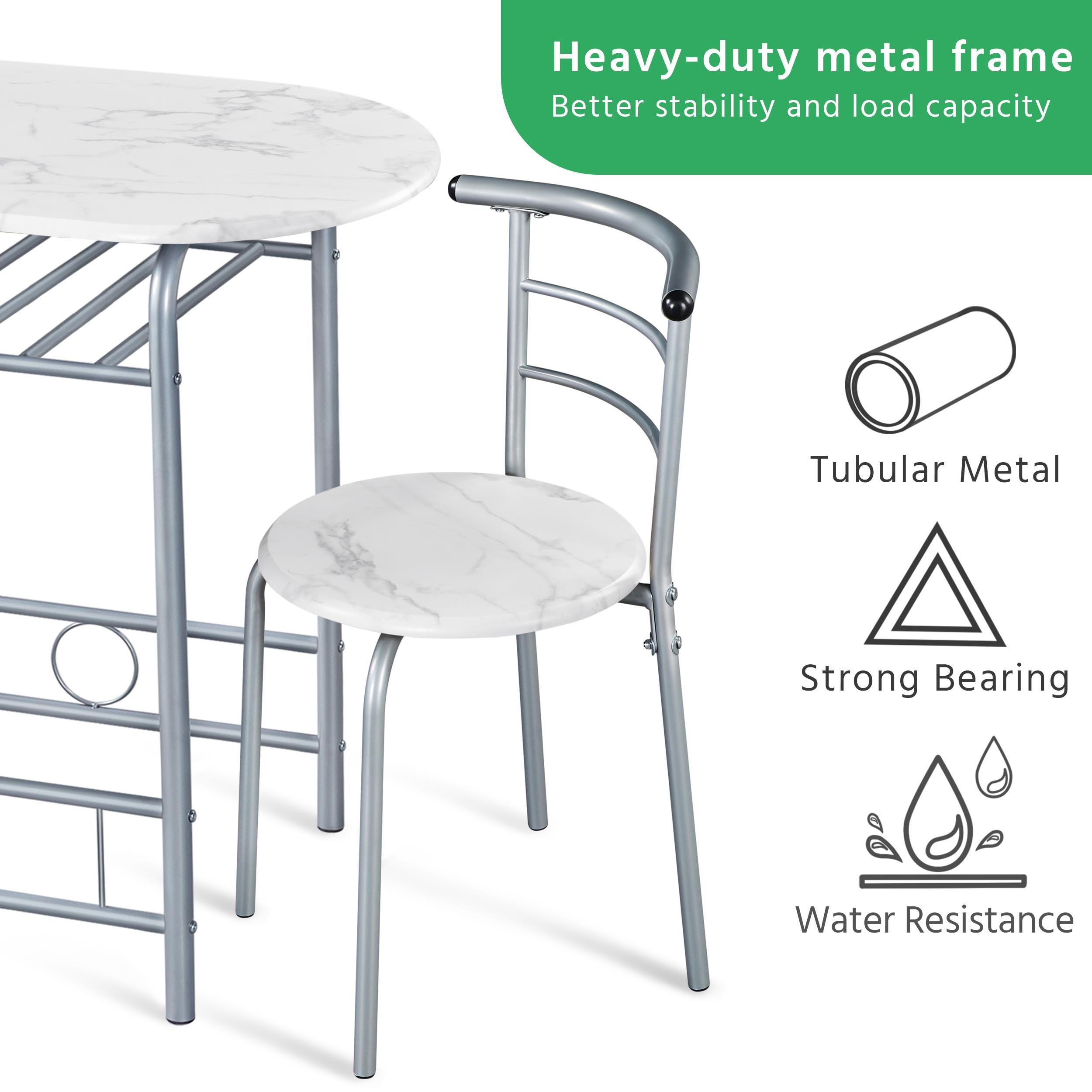 Yaheetech Ensemble de Table de Style Maison de Campagne pour 2 Personnes avec Rangement